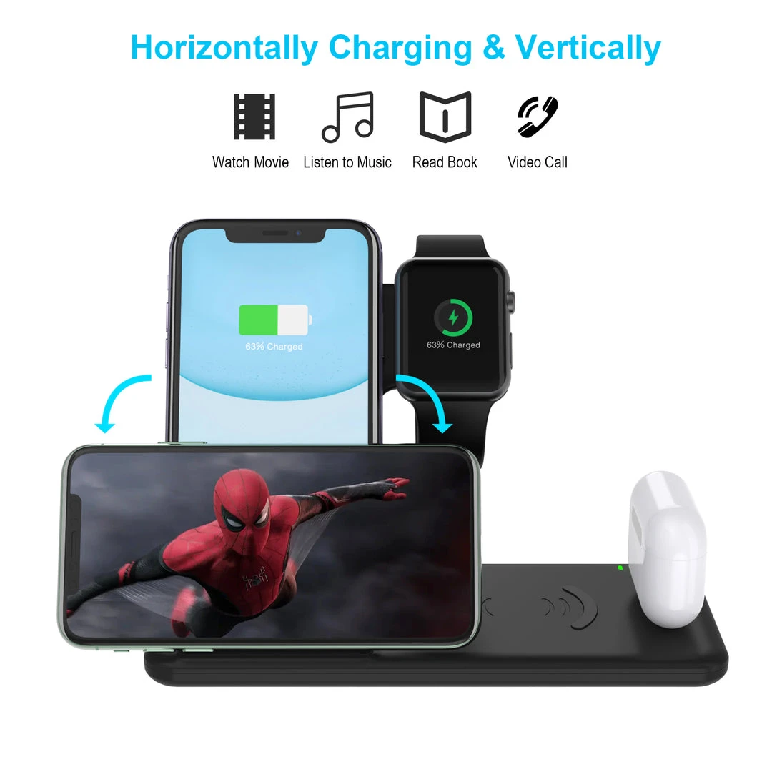 Life Easy Supply Wireless 4 In 1 Charge Stand For IPhone, Apple Watch, Airpods, Qi Wireless Charging Device Fast Charging 5 Life Easy Supply Wireless 4 In 1 Charge Stand For IPhone, Apple Watch, Airpods, Qi Wireless Charging Device Fast Charging