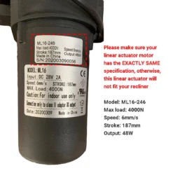 Life Easy Supply Mulin Power Recliner Motor ML16-246 Linear Actuator Compatible With Catnapper Recliner /Lift Chair/Sofa