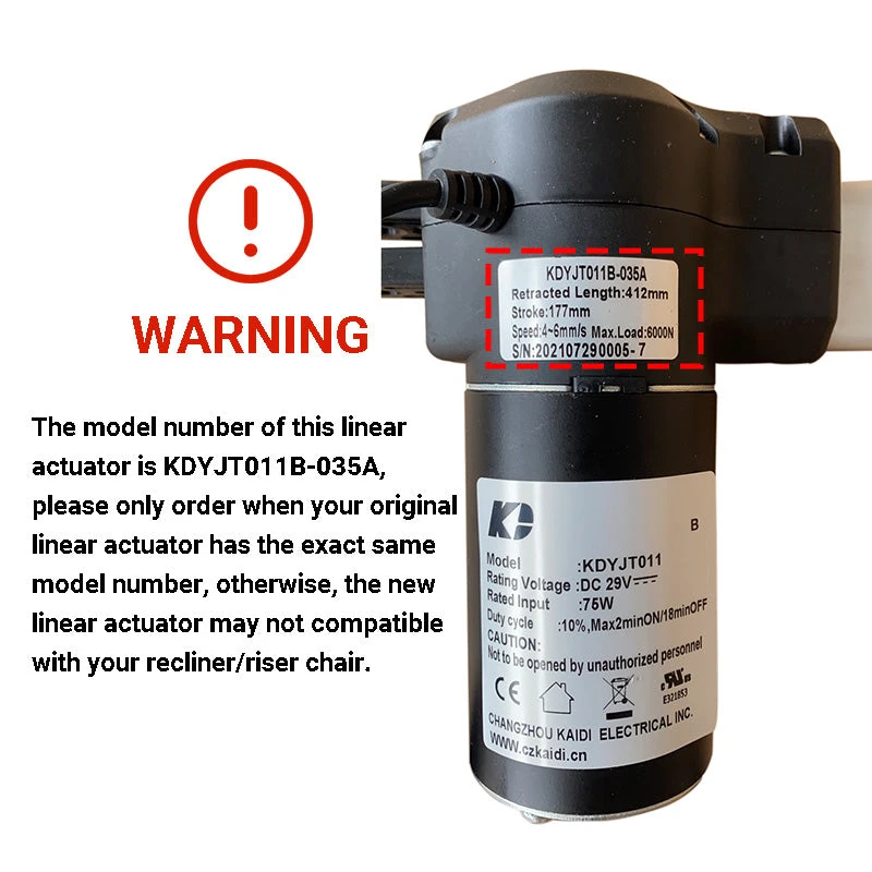 Life Easy Supply KDYJT011B-035A Kaidi Linear Actuator Motor For GFA Riser Recliner 3 Life Easy Supply KDYJT011B-035A Kaidi Linear Actuator Motor For GFA Riser Recliner