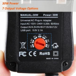 Life Easy Supply 3-12V Adjustable Power Switch Adapter 30W With 8 DC Conversion Plugs And USB Port Power Adapter