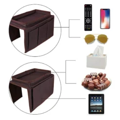 Life Easy Supply Upholstery Sofa Recliner Chair Armrest Organizer With 5 Pockets & Cup Holder Tray