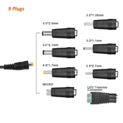 Life Easy Supply 3-12V Adjustable Power Switch Adapter 30W With 8 DC Conversion Plugs And USB Port Power Adapter