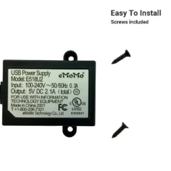 Life Easy Supply Furniture Mount Dual USB Charging Port- 5V 2A Switch & Charger