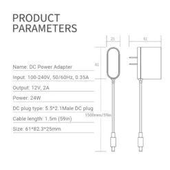 Life Easy Supply Power Adapter For Recliner Massage System 12V 2A DC5.5*2.1