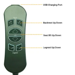 Life Easy Supply 6 Button 5 Pin Remote Controller For Recliner W/USB Charging Port & Backlit