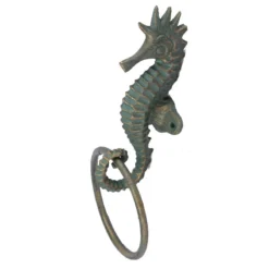 Life Easy Supply Retro Cast Iron Seahorse Towel Holder Mediterranean Style Creative Wall Mounted Towel Ring